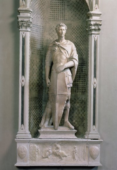 St. Georg in einer Nische mit Relief von St. Georg, der den Drachen tötet (Marmor) (nach der Restaurierung) von Donatello